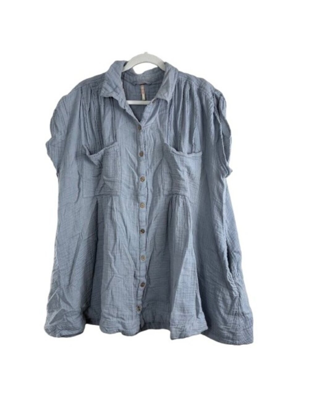 Free People Not So Basic Shirtdress Tunic Rainday Blue Sz Large Guazy